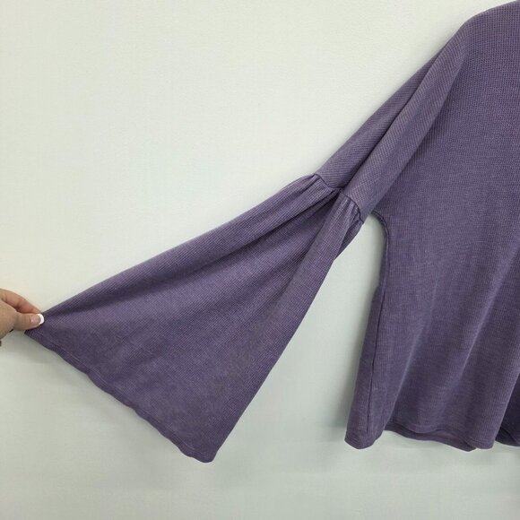 Xhilaration Purple Bell Sleeve Waffle Knit Thermal Pajama Top Shirt Size Small - Picture 7 of 14